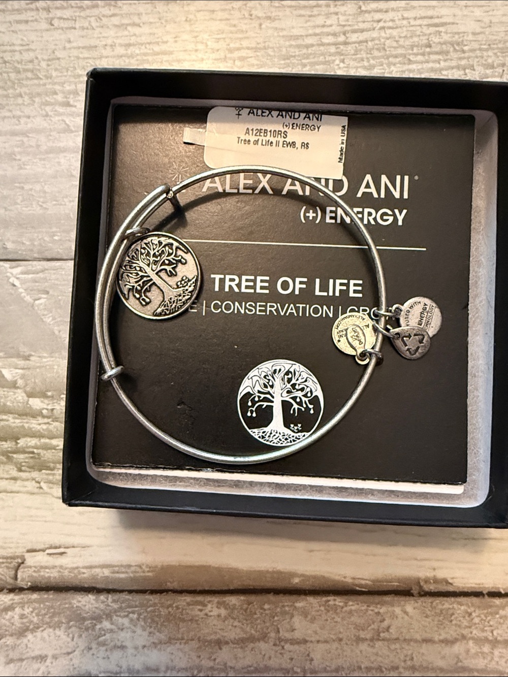 Alex and Ani Silver-Tone Tree of Life Expandable Bracelet with Charm Discs